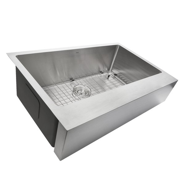 Nantucket Sinks Single Bowl Undermount Stainless Steel Kitchen Sink with 7In. Apron Front EZApron33